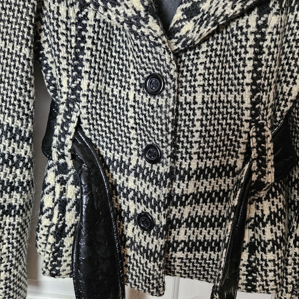 BARAMI Classic Houndstooth Black/White Women Jacket Size 12 - Picture 8 of 13